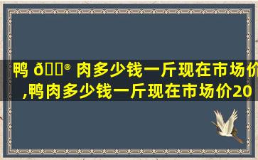 鸭 💮 肉多少钱一斤现在市场价,鸭肉多少钱一斤现在市场价2023年